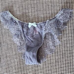 NWOT Victoria's Secret Elegant Lace Trimmed Panties in Gray SzS
